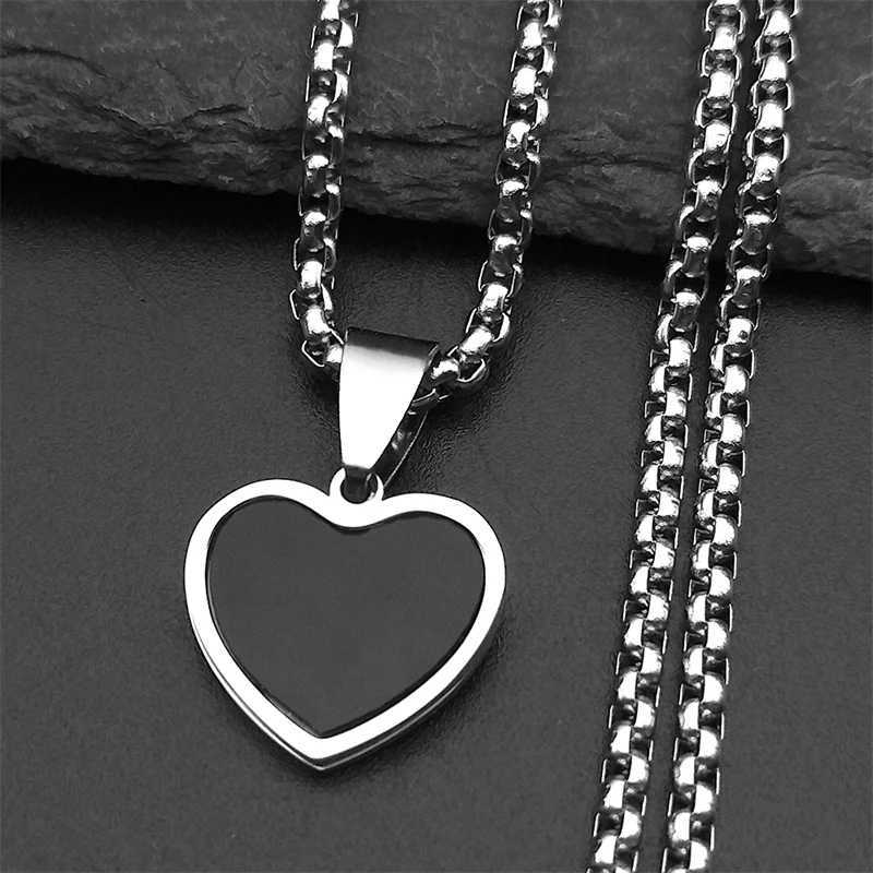Simple Blackheart Pendant Necklace Womens Couple Stainless Steel Silver Love Valentines Day Gift Long Chain Jewelry W250318