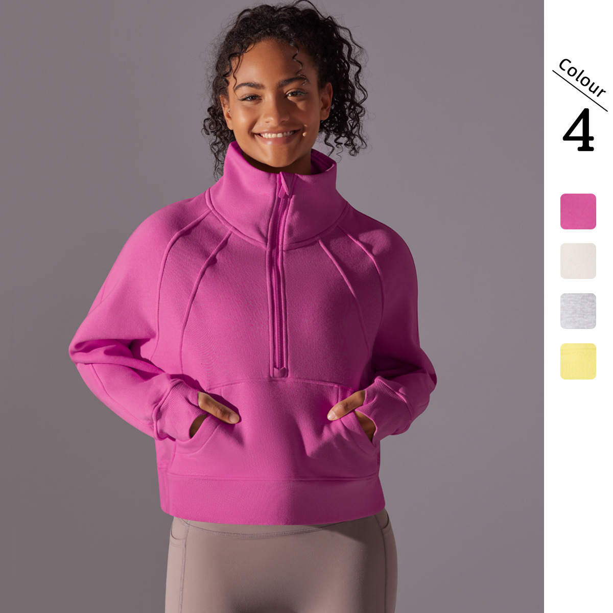 New tracksuit solid color autumn winter hoodie, and plush warm yoga casual jacket, outdoor sports loose long sleeved top leggings