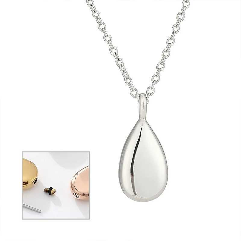 Custom Pet Text Photo Teardrop Urn Necklace Custom Titanium Steel Pet Photo Perfume Box Pendant For Cat Dog Ashes Keepsake Gift W250318