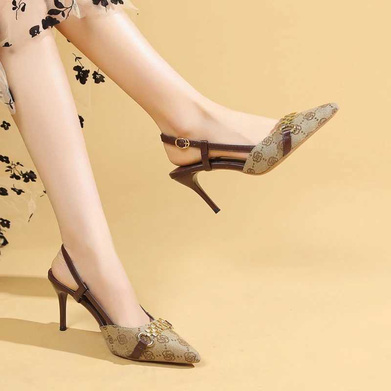 Wens Point Metal Chain Decorative Buckle Height H Fixed Luxury Durable N-Slip Wens Shoes 34-42 Stiletto High Heels Y250317