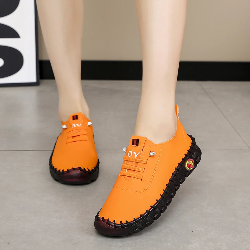 Sneakers Women Shoes Loafers Lace Up Leather Flat Spring Ladies Casual Shoes Outdoor Travel and Walking Women Shoes 250318