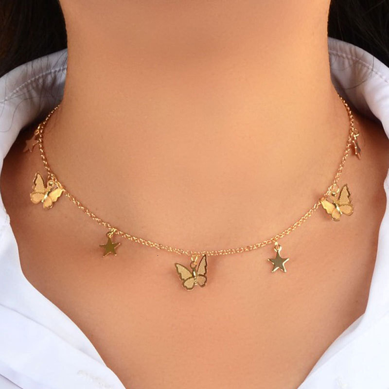 Butterfly Necklace Female Summer Net Red With Light Luxury Temperament Senior Sense Clavicle Chain Jewelry