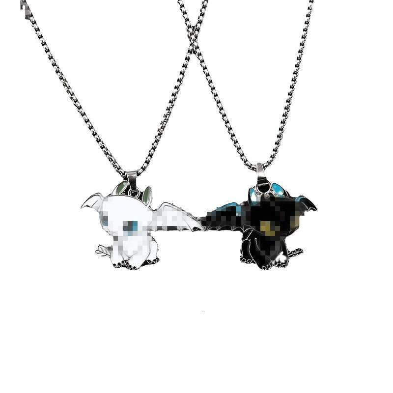 Black and white demon necklace, female Instagram, niche hip-hop men's pendant, versatile long sweater chain necklace