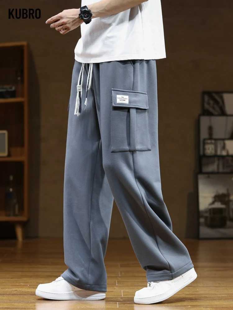 Spring and autumn multi pocket sports pants for men drawstring sports clothes casual track pants Plus size loose straight pants 8XL W250318