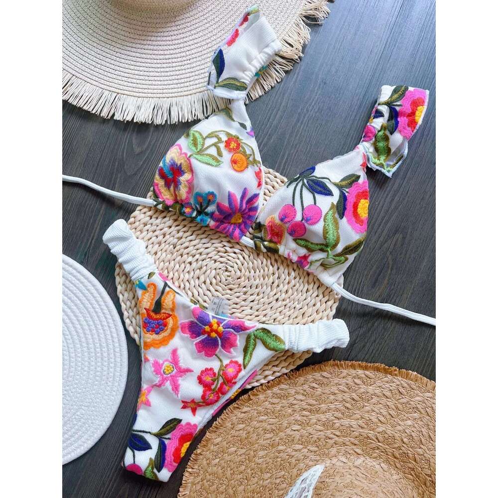 Ruotonsept 2024 new sexy handmade embroidered bikini set women's swimsuit triangle swimsuit Brazilian swimsuit bikini