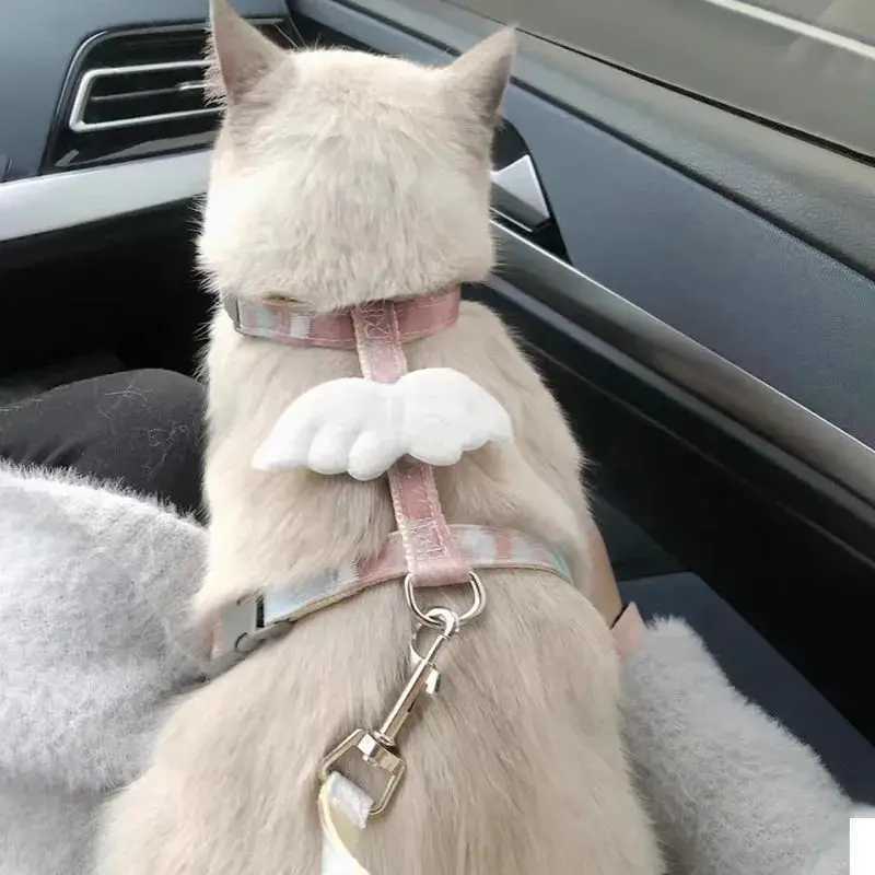 Cat Strap Wings Pet Strap and Belt Set Adjustable Pet Strap Suitable for Cats Puppies Khazars and Chihuahua Cat AccessoriesT250318