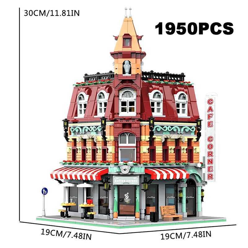 Creative Corner Coffee Ci Street View Architecture Block Store Model Coffee Shop Miniature Brick Toy Gift Children Girls AdultsXJ250318