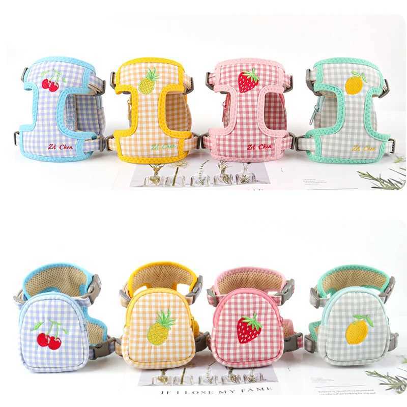 Cute embroidery pattern dog belt bag function pet cat collar sling flower puppy kitten traction sling outdoor dog walkingT250318