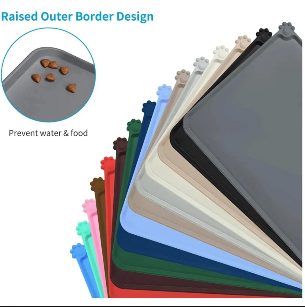 Cat Dog Food Mat For Pet Feeding Bowl Floors Waterproof Non Slip, Silicone Pet Bowl Mat - High-Lipped, Non-Stick, Waterproof Pad