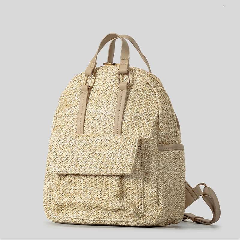 Casual PP Straw Backpacks For Women Weave Lady Handbags Summer Beach Bag Multi-Function Holiday Tavel Backpack 2025