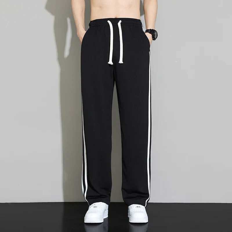 Summer new mens sports pants jogging pants straight pants neutral breathable loose outdoor fast drying fabric striped casual Trouser W250318
