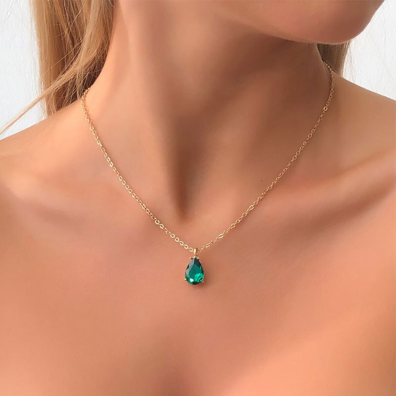 Rhinestone Drop Pendant Necklace For Female Niche Design Light Luxury Everything Temperament Choker Collarbone Chain