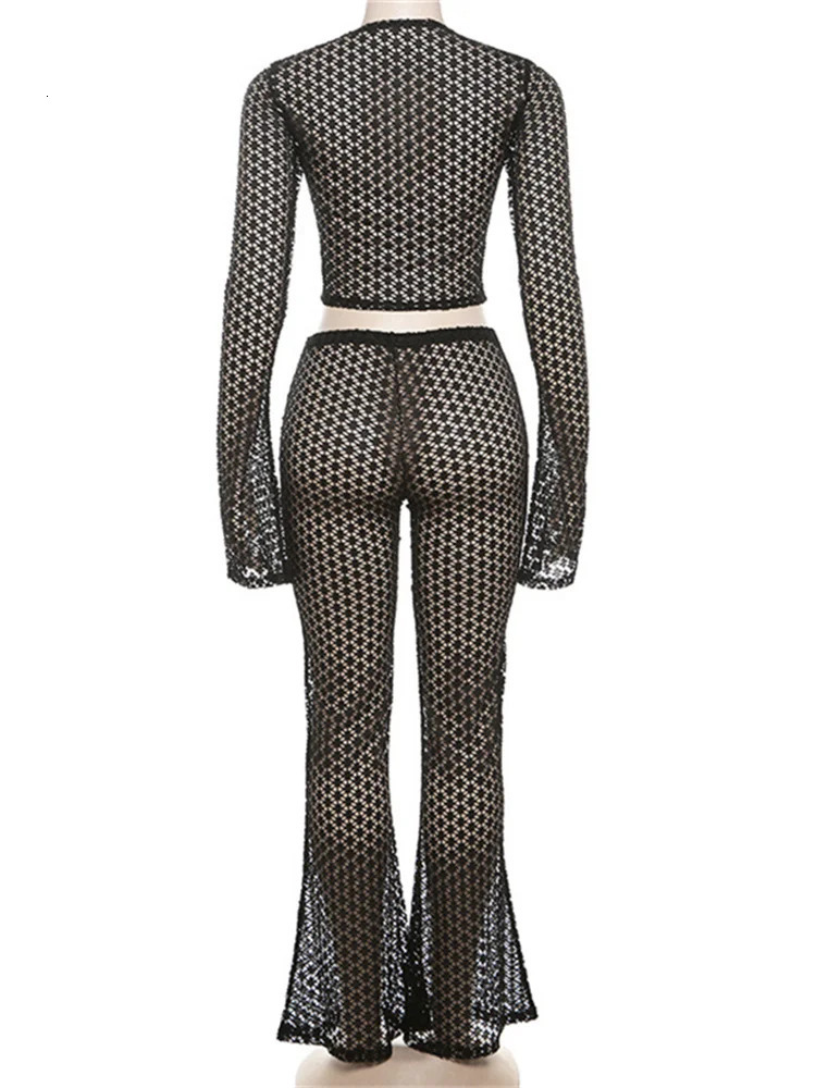 Arrival 2 Two Piece Sets Streetwear Tracksuits Women Long Sleeve Crop TopHigh Waist Pants Suits Black Matching Outfits 250317