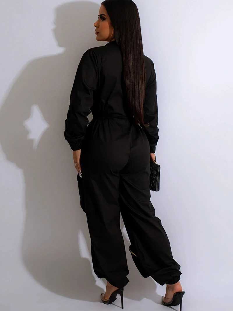 INS Cargo Jumpsuits Women Spring Clothing Solid Zipper Fly Big Pockets Long Rompers Playsuits One Pieces Pants Overalls Outfits X250318