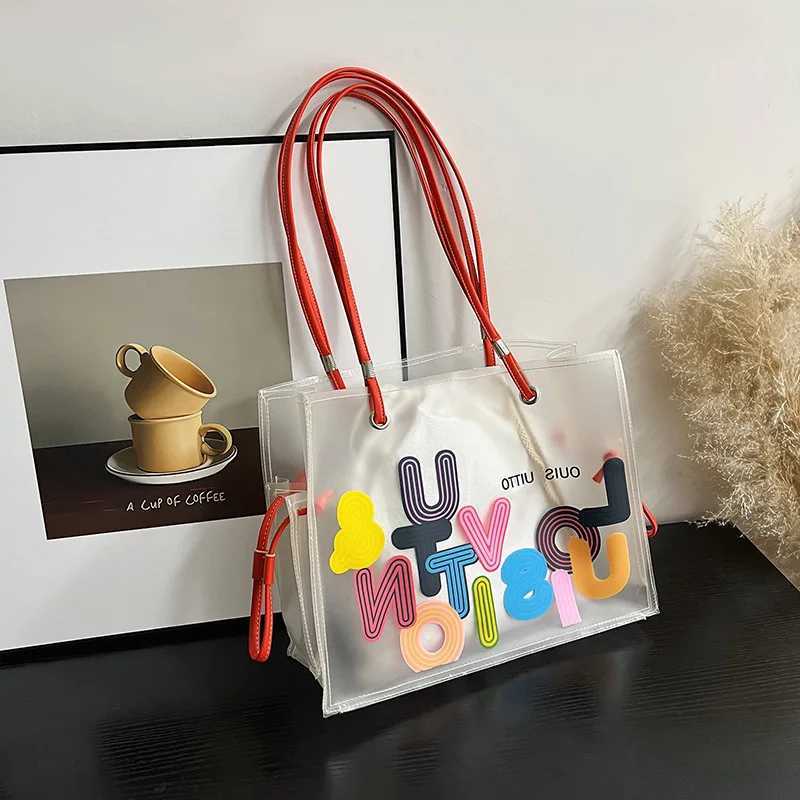Versatile Transparent Jelly Bag Wens Large Capacity 2024 New Fi Niche Portable Shoder Bag Tote Bag Spring and Summer Z250318