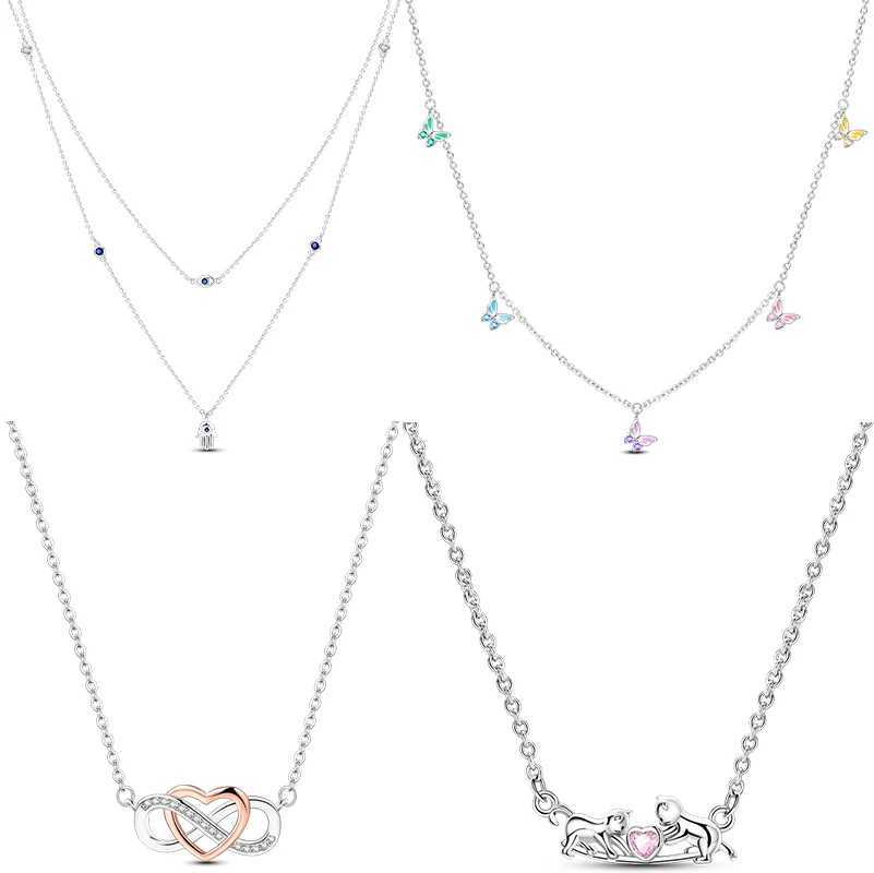 Original 925 silver pendant necklace with romantic style butterfly heart necklace suitable for womens jewelry gifts W250318