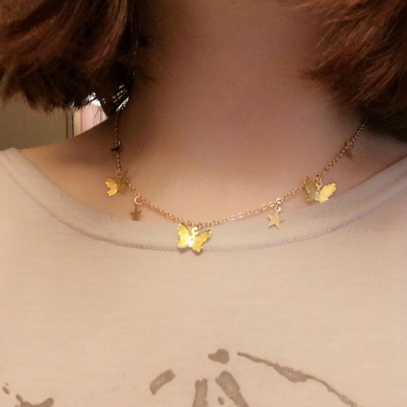 Butterfly Necklace Female Summer Net Red With Light Luxury Temperament Senior Sense Clavicle Chain Jewelry