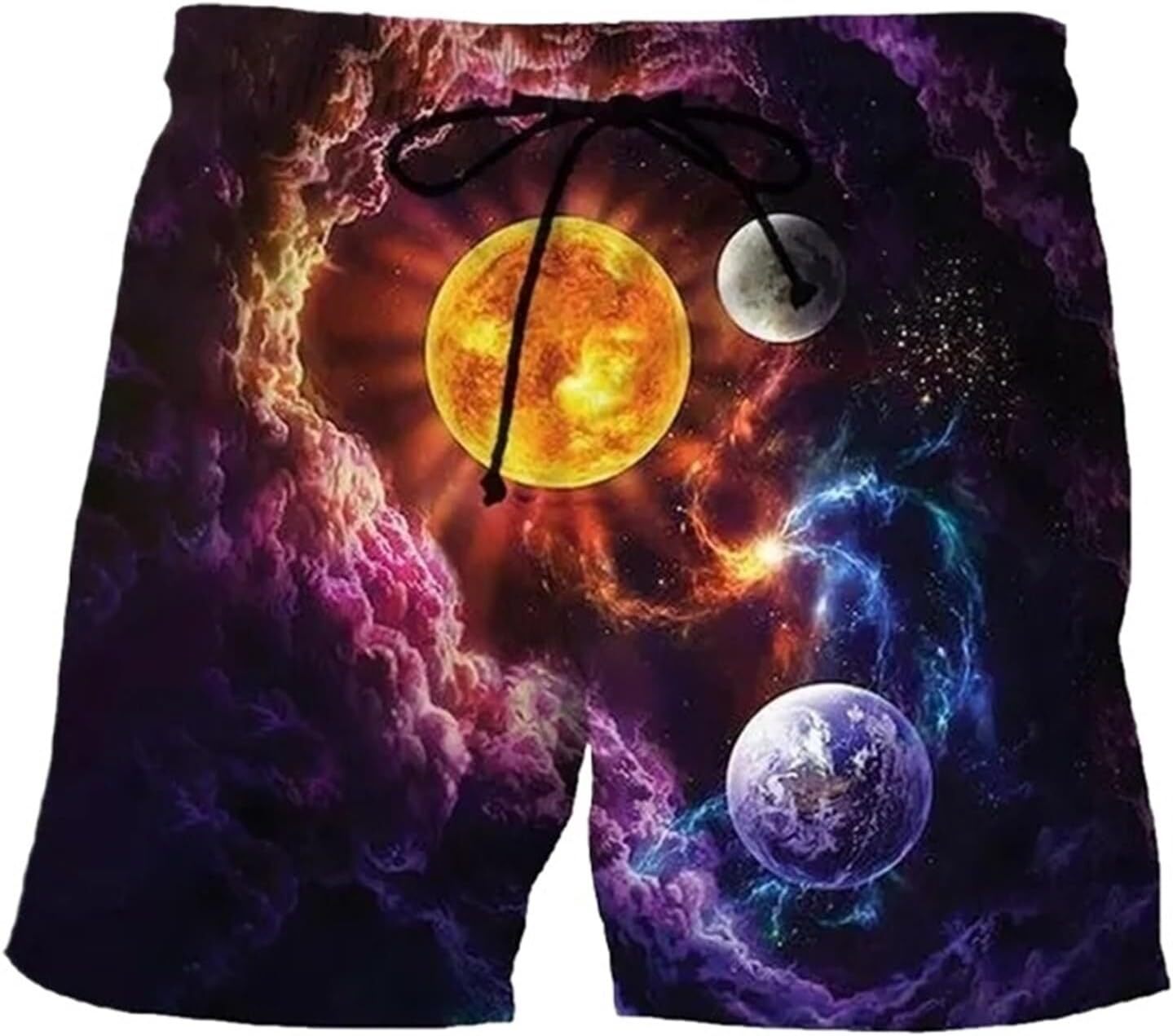 Men's Summer Beach Hawaii Shorts Lightweight Elastic Waist Drawstring Casual Shorts Fashion shorts starlit sky