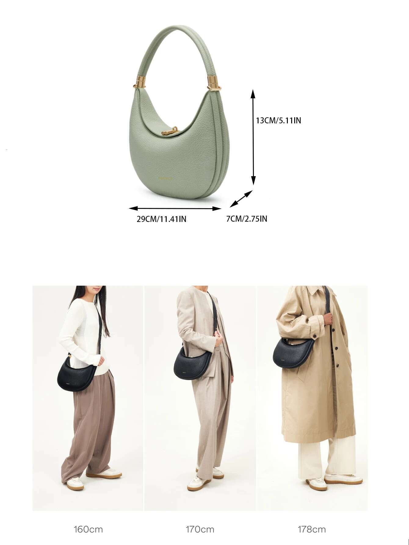 Fashionable, simple and versatile bag, one-shoulder solid color temperament, French cross-body crescent bag for youth