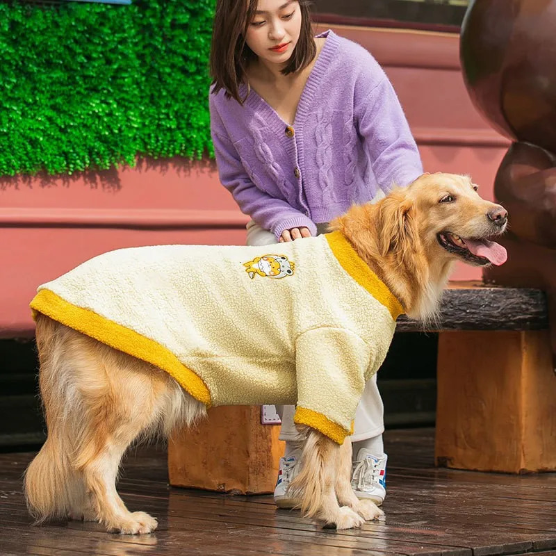 Big Dog Wool Hoodie Soft Warm Clothing Pet Vest Golden Retriever Labrador Jacket 250318