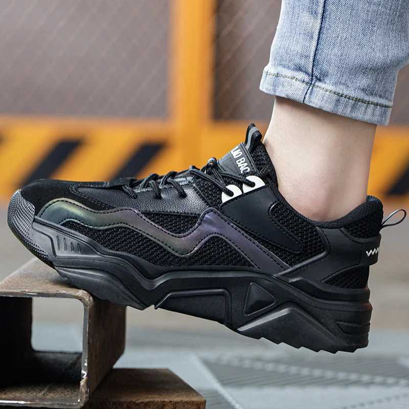Forged steel toe safety shoes lightweight and breathable anti punching mens work boots protective sports shoes Y250318