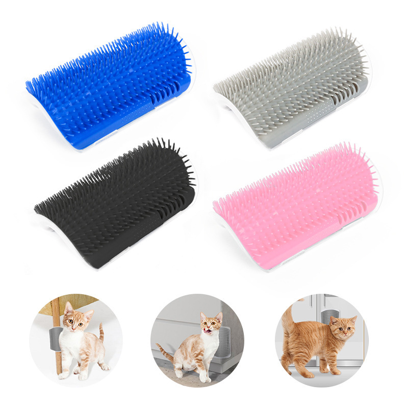 Cat Care Combo: Soft Bristle Massage Brush & Corner Scrapper Comb for Easy Shedding Management