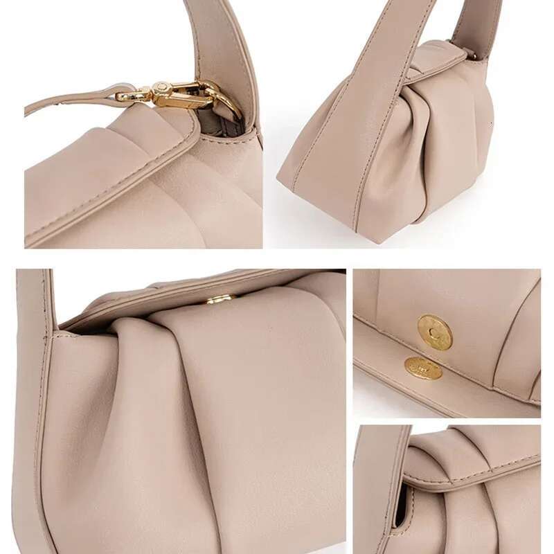 Fashion Summer Genuine Leather Pleated Cloud Bag Small Shoulder Crossbody Bags Brand Designer Female Soft Daily Casual Handbags