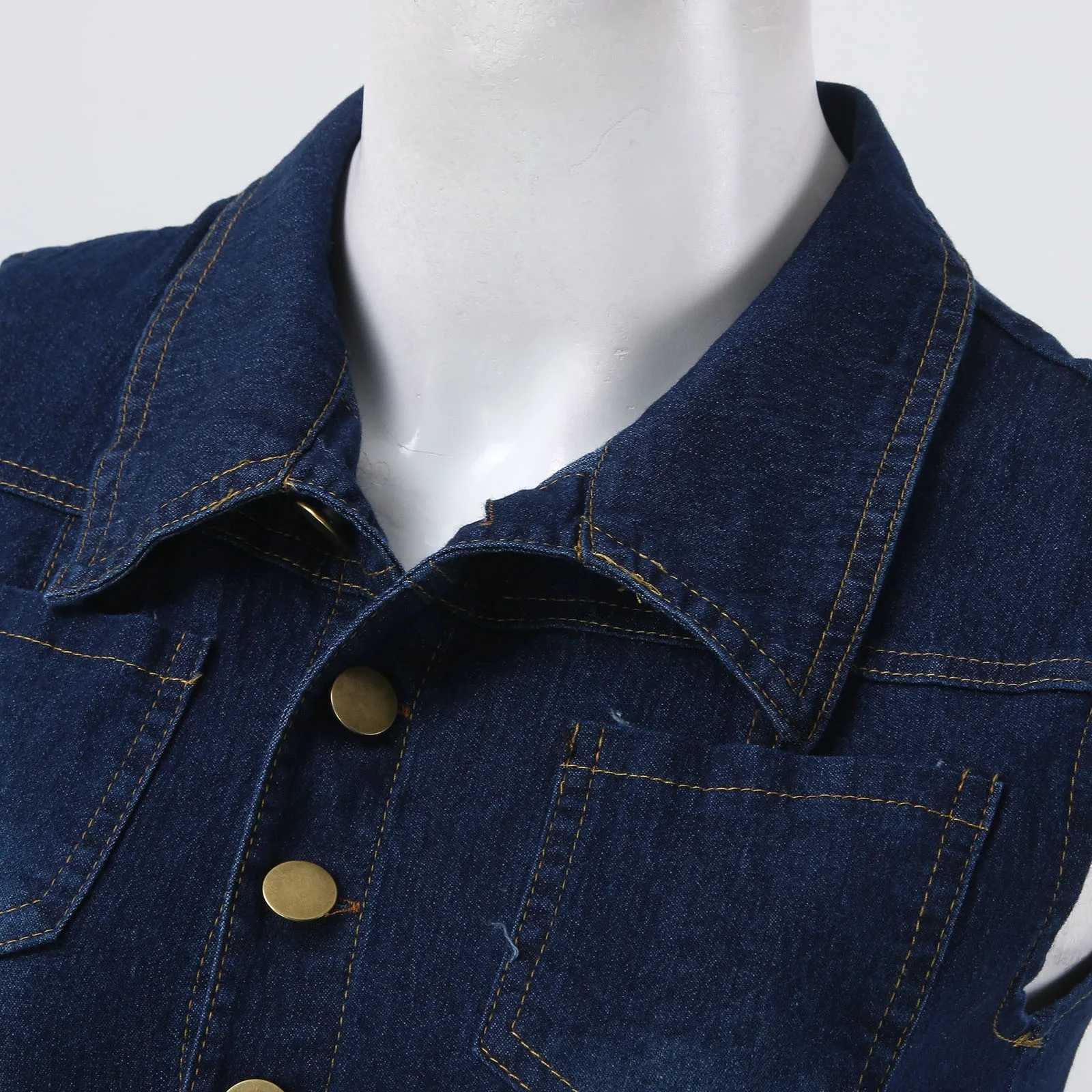 Denim jumpsuit for women elegant Vintgae Slvels lapel button ultra-thin jeans overalls fashionable high waisted Str one-piece jumpsuit X250318
