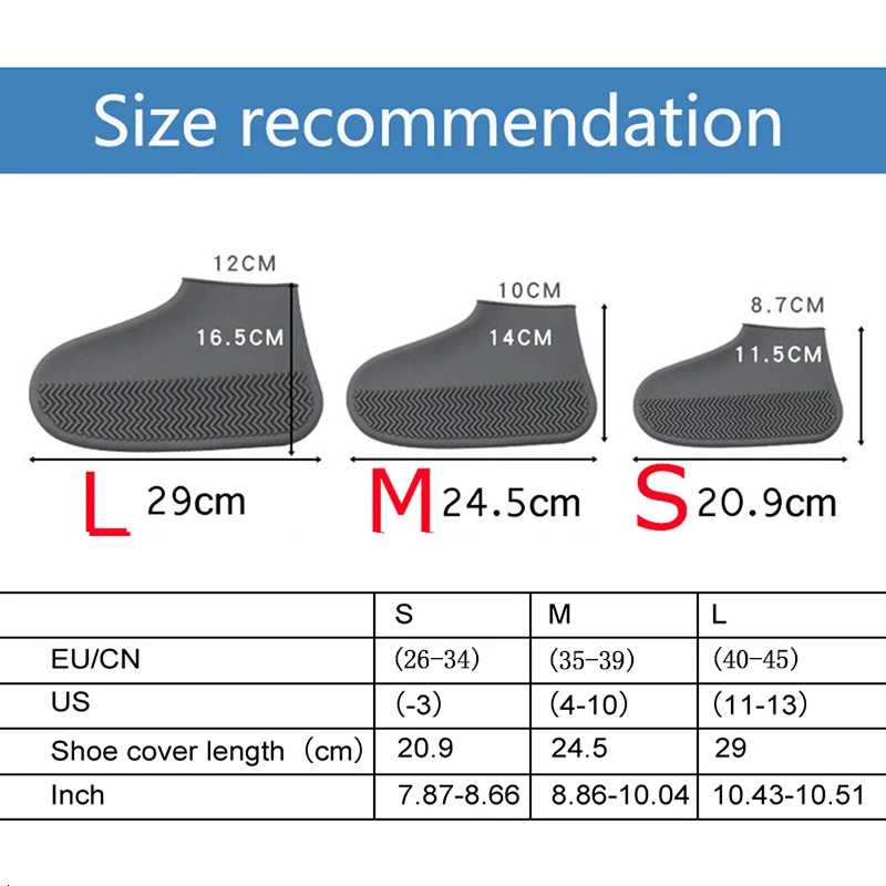 1pair of waterproof and anti slip silicone shoes high elasticity wearresistant neutral rain boots suitable for outdoor rainy reusable shoe covers 2503