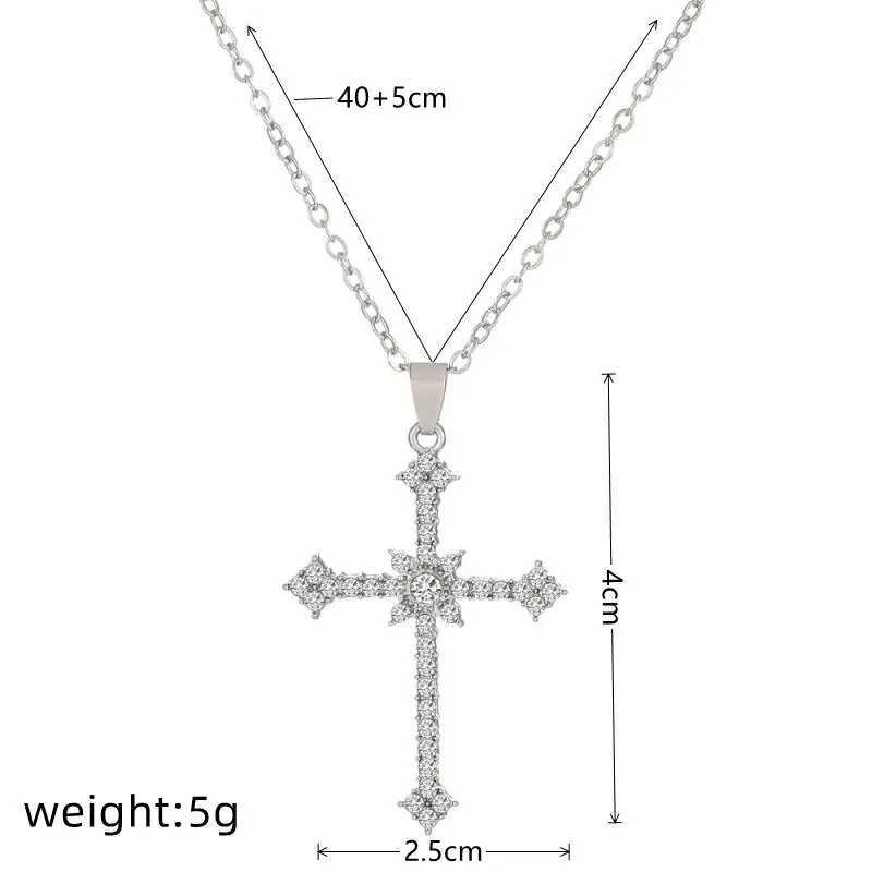 1 piece of imitation white gold necklace ladies cold wind all diamond star mango sparkling cross pendant jewelry W250318