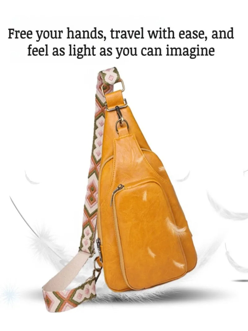 Womens cross body soft leather fashionable work chest bag 250317