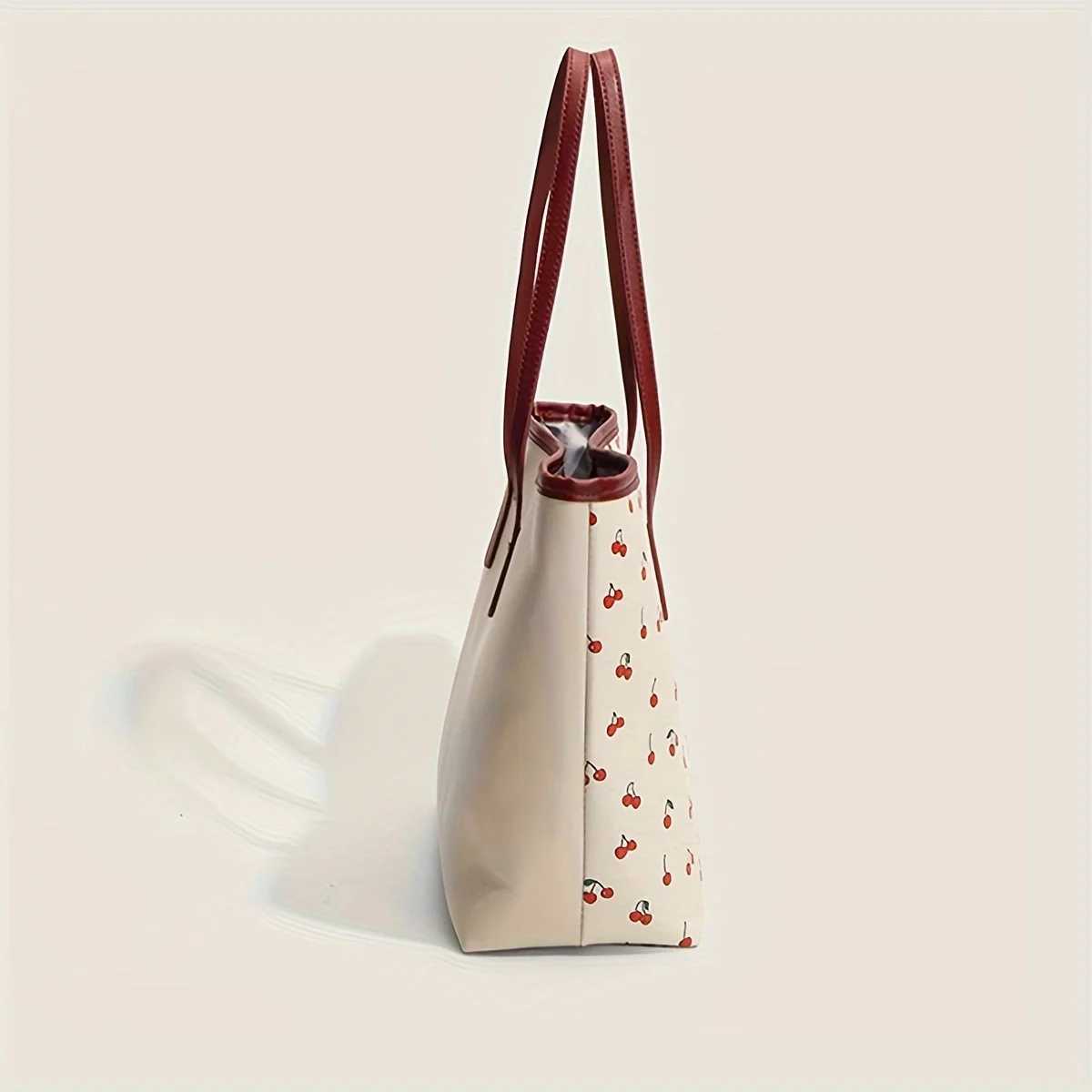 Chic ry Print PU Tote Bag For Wen Fiable Shoder Bag Large Capacity Cmuter Handbag Z250318
