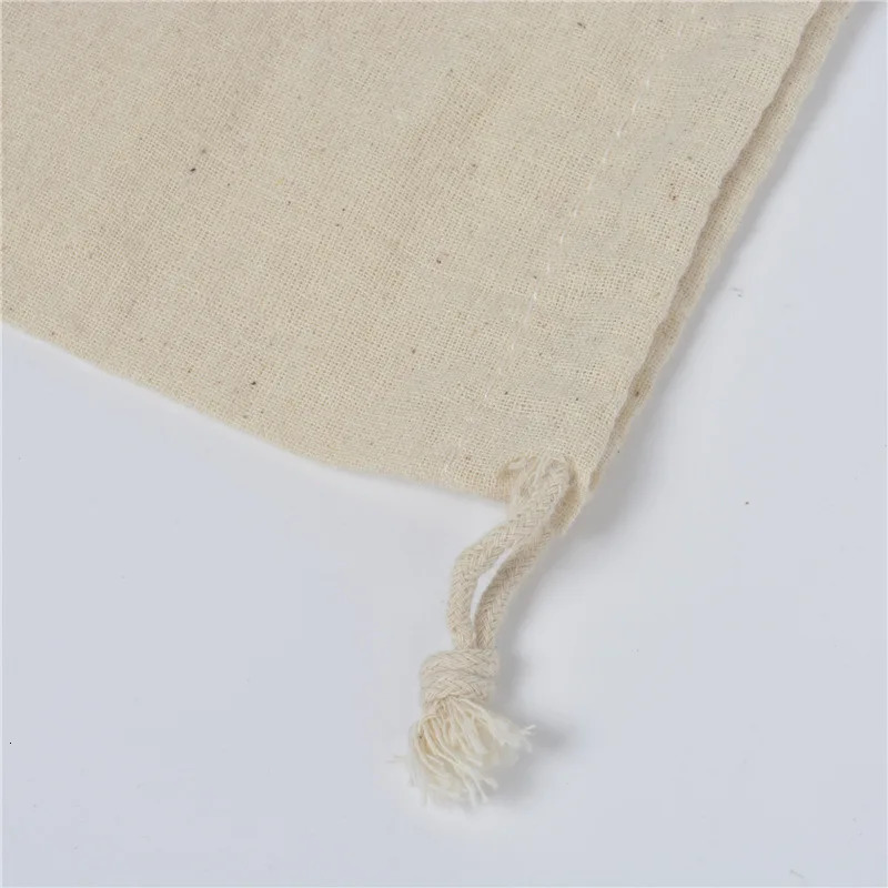 50 Pcs/Lot Cotton Drawstring Storage Bags Christms Wedding Gift DIY Plain Pouch Reusable Home Organize Dustbag 8x10 10x12 10x15 250317