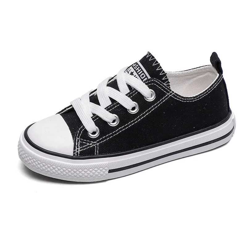 Childrens canvas shoes childrens classic lace soles soft and non slip flat shoes lightweight and breathable walking shoes W250318