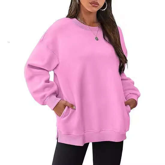 popular European and American women's round neck pullover oversized loose veet long sleeved sweatshirt 2025 versatile new trend clothing ins