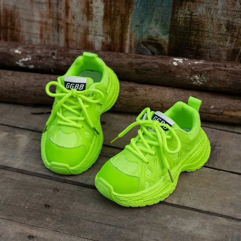 Childrens sports shoes New rose red sports shoes suitable for girls mesh breathable version childrens fashion boys leather boots running shoes W250318