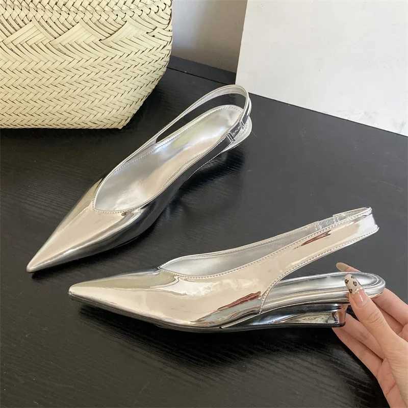 Equal Womens Patent Leather Pointed Toe Win Pumps Elegant Low H Sandals Casual Dress Street Style Shoes Y250317