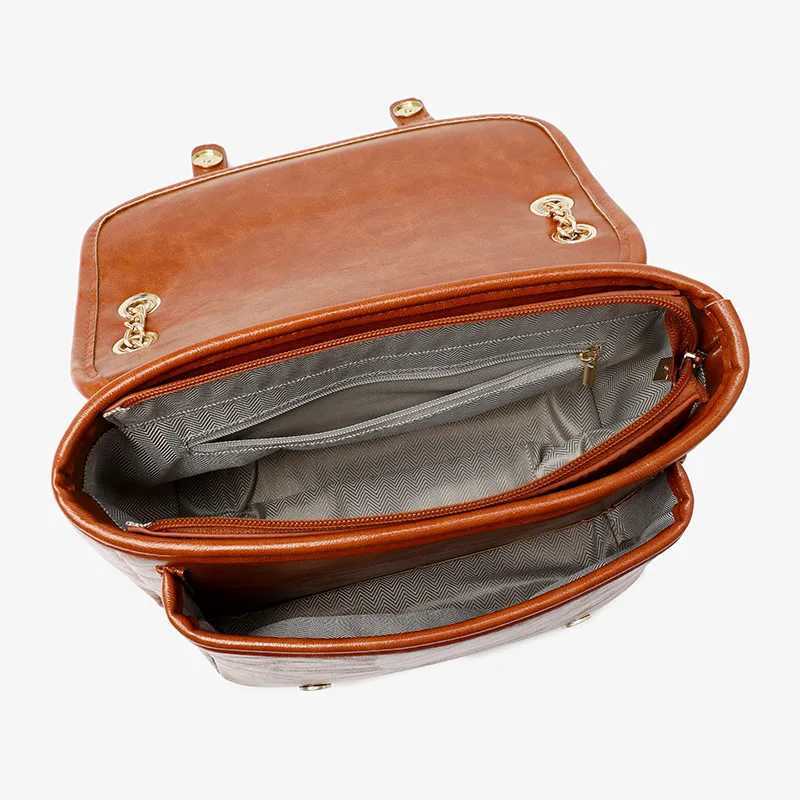 Vintage Wen Shoder Bags 2023 new Oil-cured skin chain Wan Messenger Bag Preppy sle Fem Satchel handbag bolsas brown Z250318