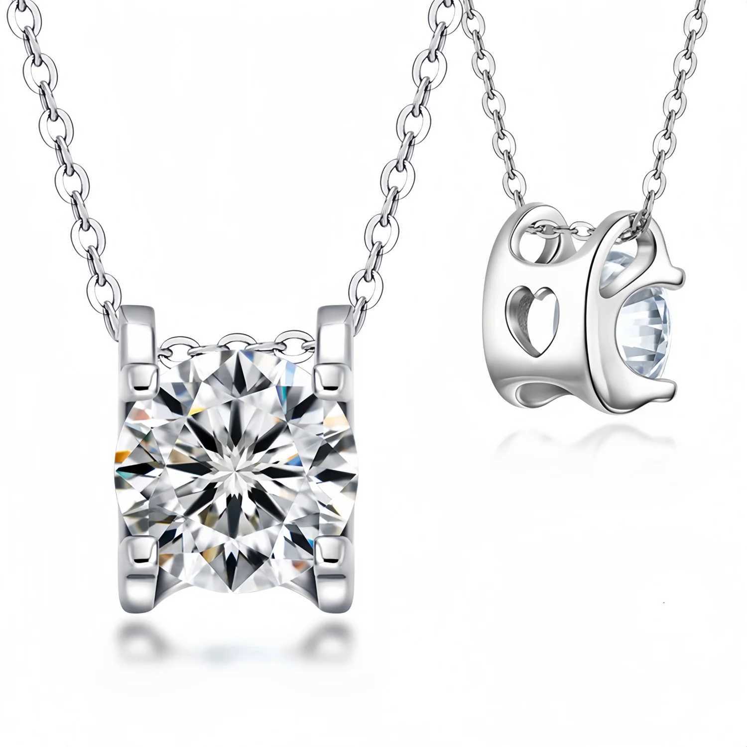 Moissanite womens pendant necklace 1-2CT 925 sterling silver D-color necklace certified W250318