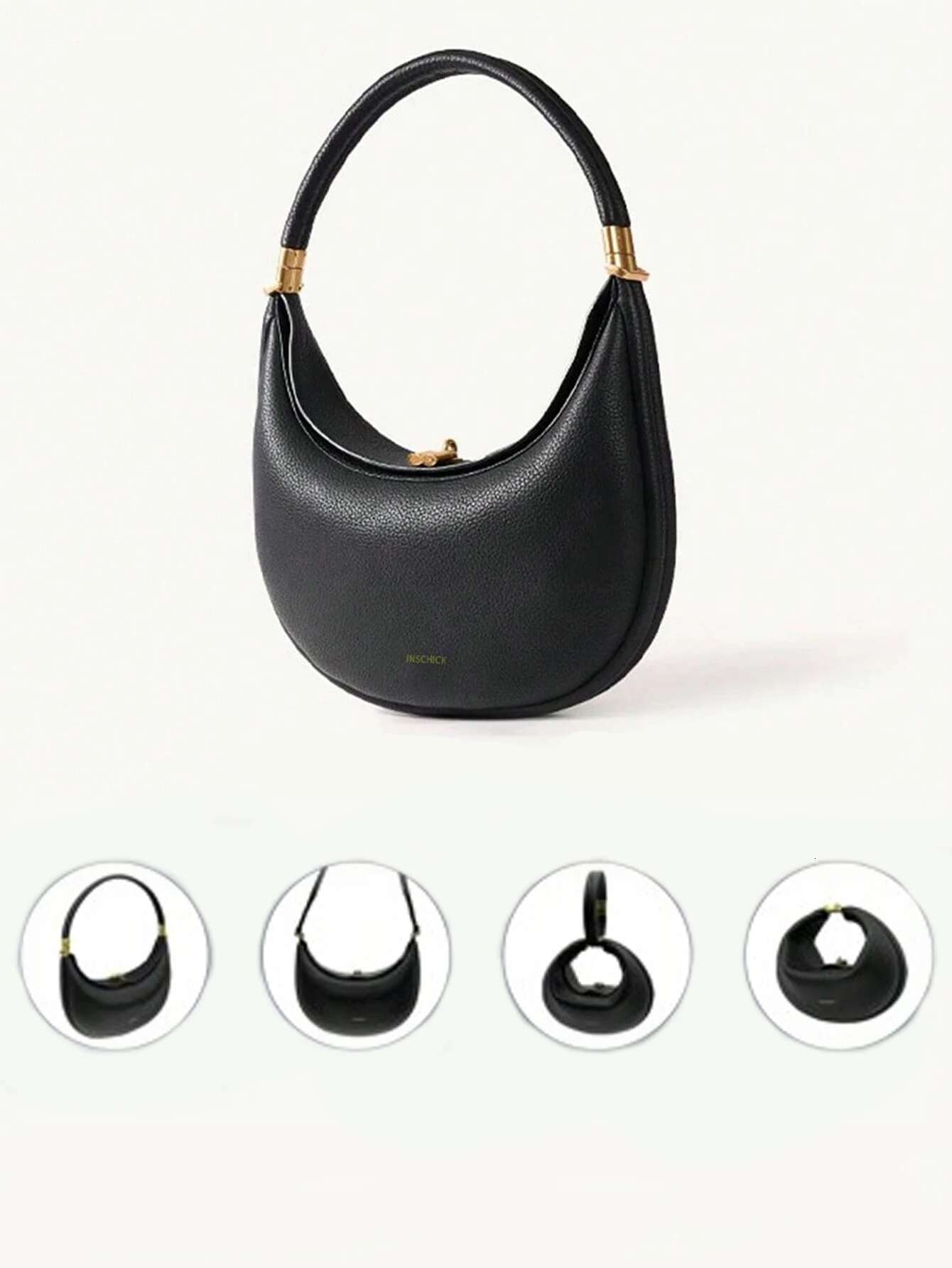 Fashionable, simple and versatile bag, one-shoulder solid color temperament, French cross-body crescent bag for youth