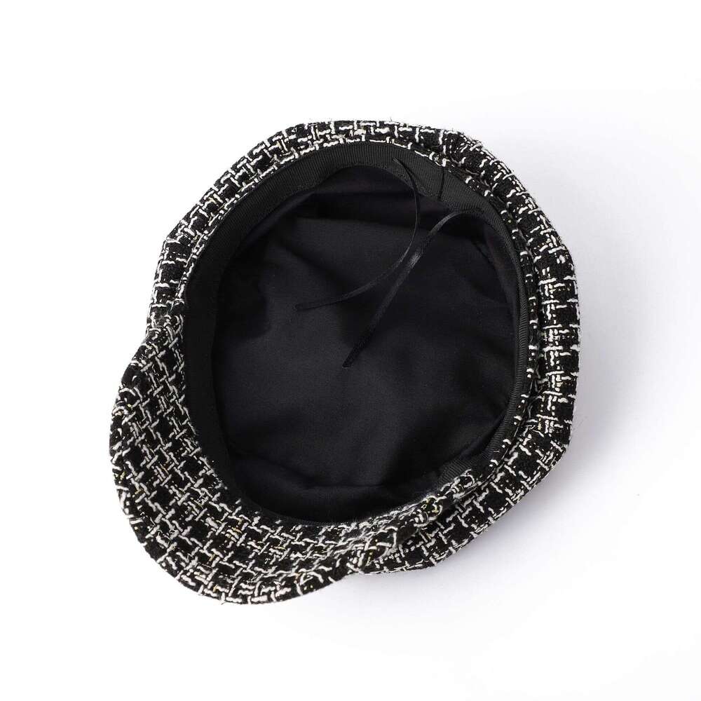 Xiaoxiangfeng black white octagonal artist's adult women's hat, autumn and winter sunshade, sun protection, travel trendy hat