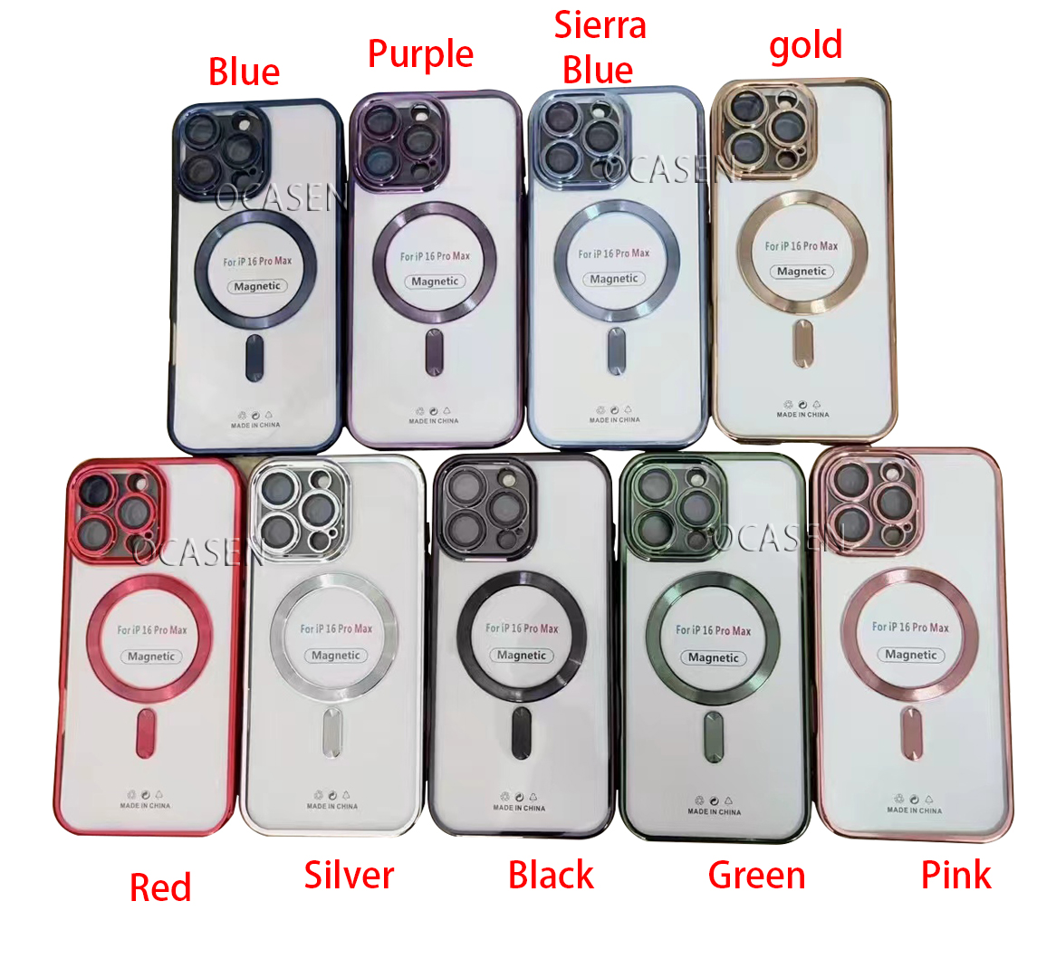 Magnetic Phone Cases for iPhone 16 16E 15 14 13 12 11 Pro Max Samsung S25 S24 S23 S22 Plus Ultra CD Grain Chromed Clear Plating Soft TPU with Camera L