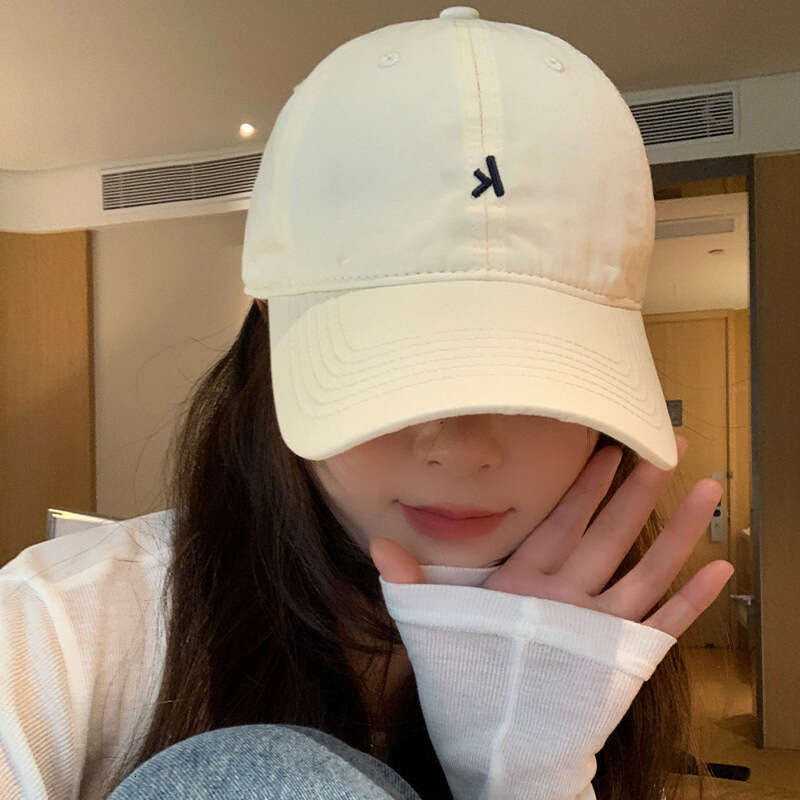 Korean version letter embroidery soft top baseball thin design, small face, big head circumference, sun protection and shading duckbill cap trendy