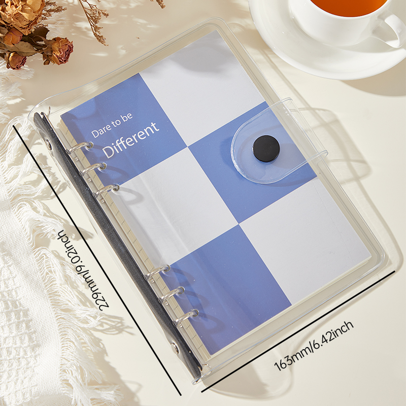 Versatile A5 Clear PVC Binder Case with Easy-Remove Backing Ideal Organizer for Journals and Planners