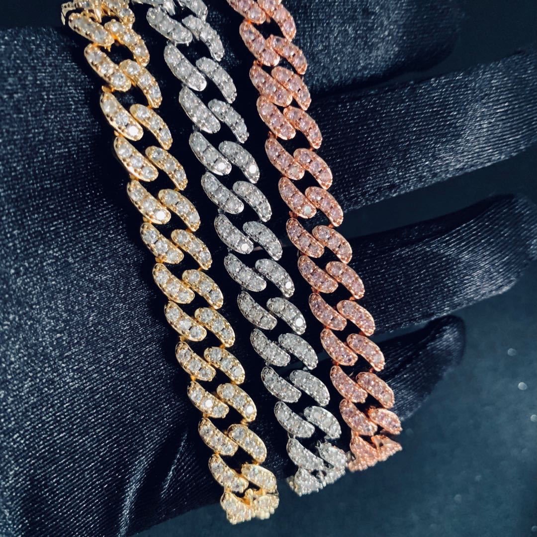 10mm Cubic Zirconia (CZ) Stone-Studded Cuban Link Chain - Silver & Gold Plated Miami Style Necklace for Men & Women