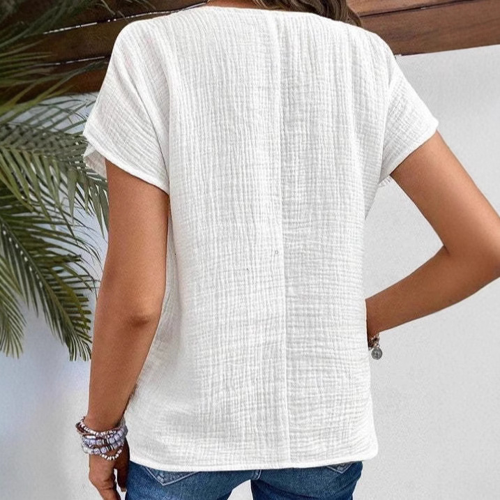 2025 new women's summer short sleeved cotton top casual shirt ddmySept