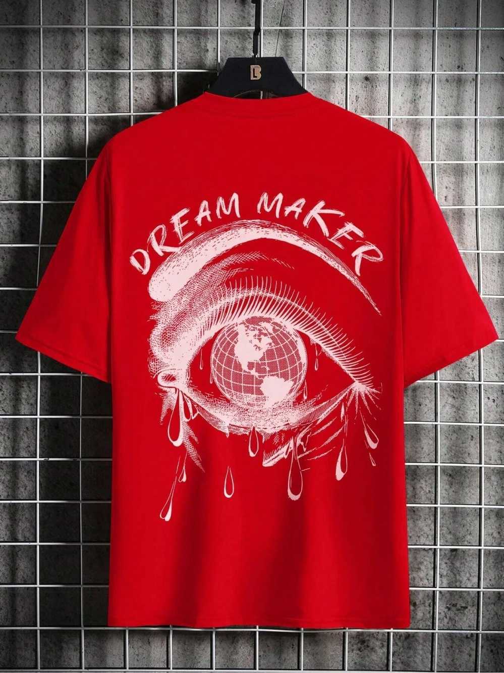 Dream Maker Tearful Earth Printing T-shirt Mens Summer Loose T-shirt Cotton Casual Street T-shirt Hip Hop Extra Large T-shirtXJ250318