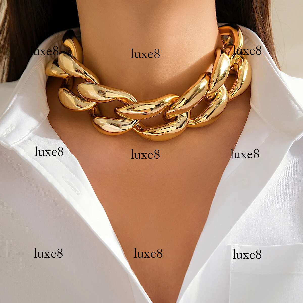 Exaggerated Big Thick Chain Short Choker Necklace for Women Trendy Statement Collar on the Neck Accessories 2024 Fashion Jewelry