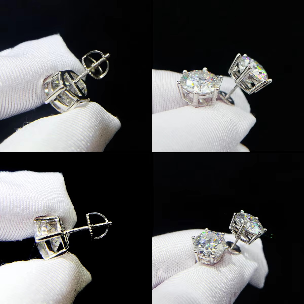 Full Size Fine Jewelry Screw Back 925 Sterling Silver Iced Out Ear Studs VVS Moissanite Diamond Stud Earrings