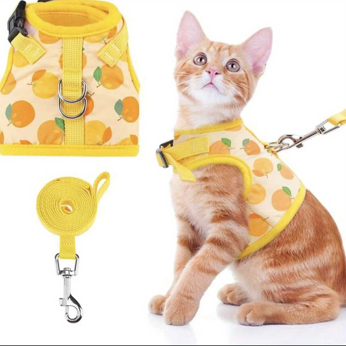 3-piece set of soft cat harness and belt collar pet harness suitable for walking cats dogs and small petsT250318